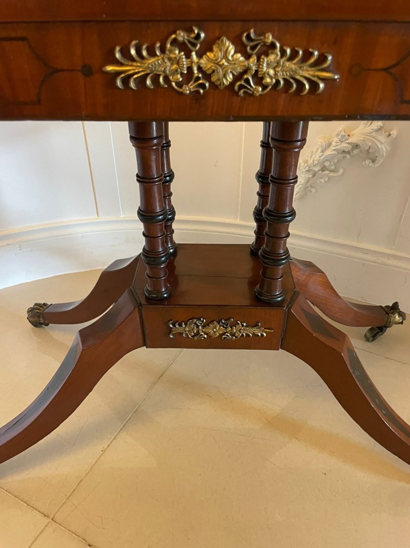 Fine Quality Antique Regency Figured Mahogany Card/Console Table with Gilded Brass Mounts - Image 10